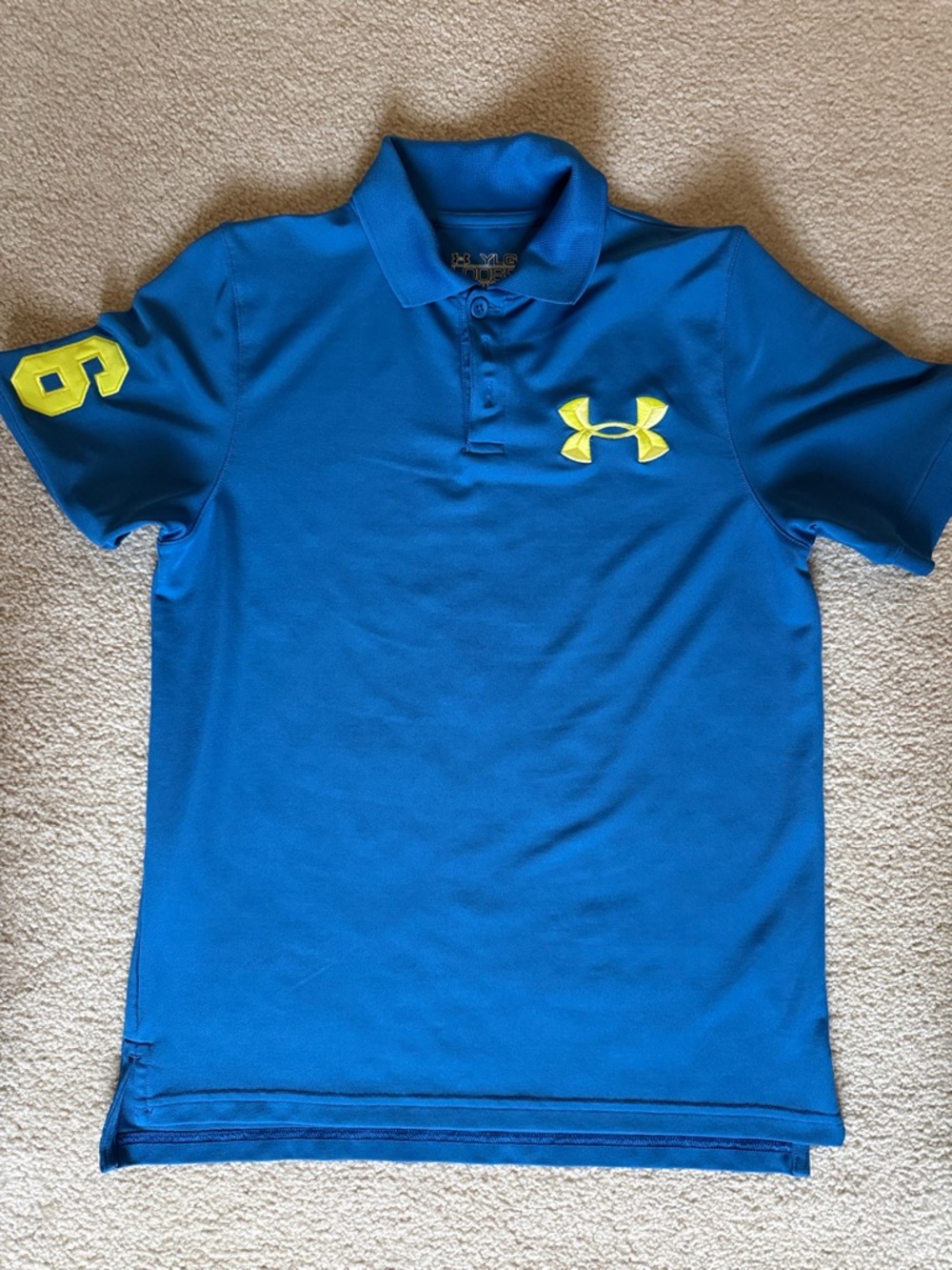 Under Armour Bright Blue Polo with Neon Yellow Logo